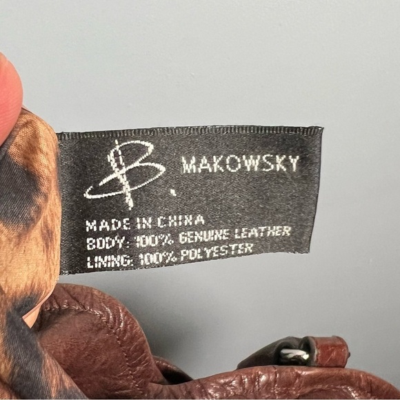 B. Makowsky Leather Shoulder Bag Cognac Brown - Picture 4 of 7